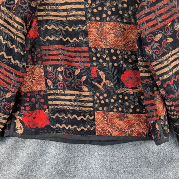 Coldwater Creek Womens Button-Up Patchwork Tapestry Jacket Multi Floral Large - Picture 7 of 11